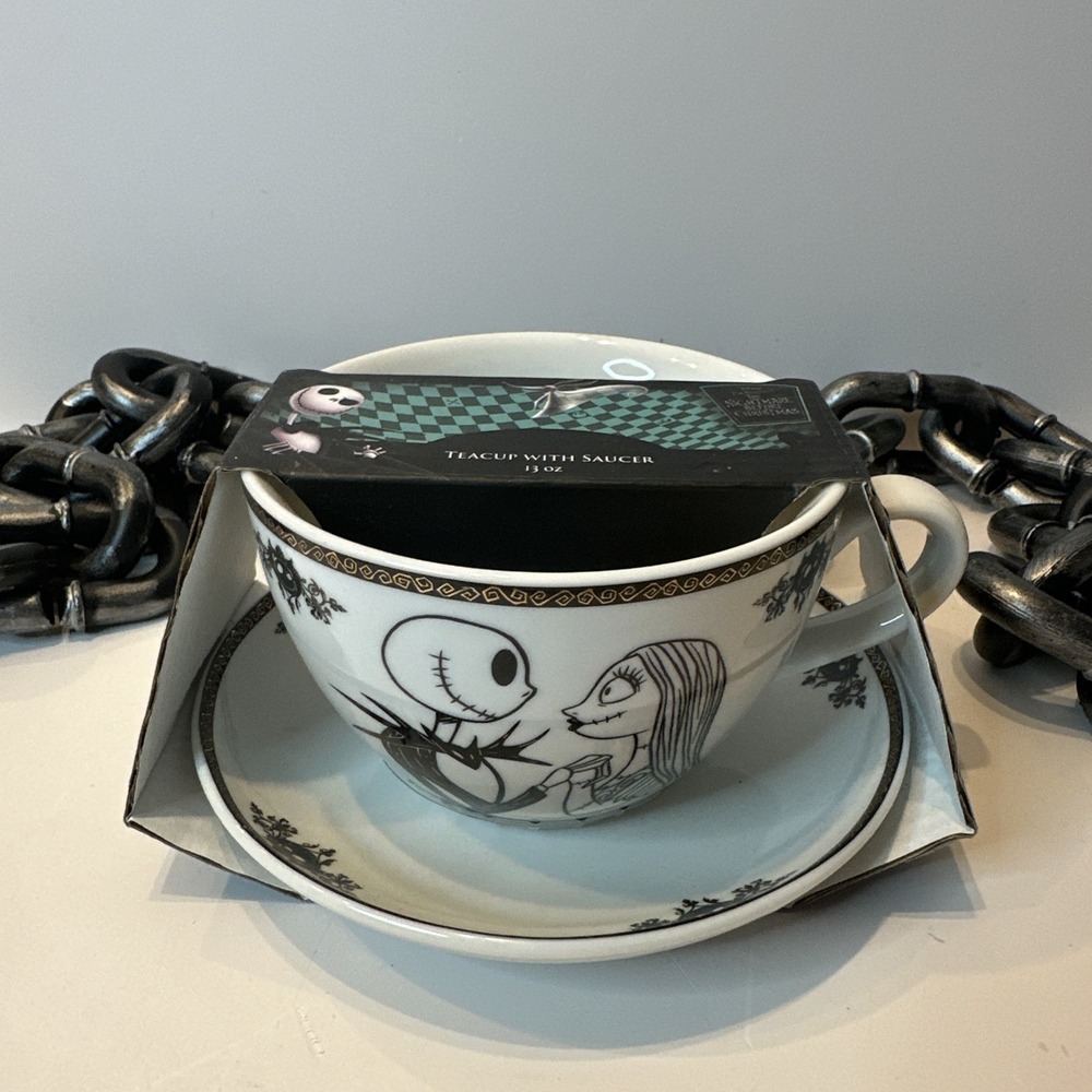 Disney The Nightmare Before Christmas JACK & Sally Tea‎ Cup and Saucer NEW